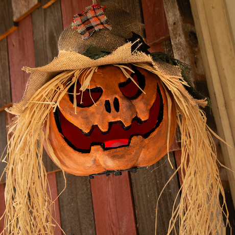 Hanging Pumpkin Head Plastic Halloween Decoration 11 3/4" x 27 1/2"