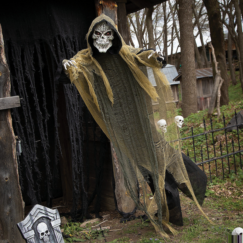 Spooky Animated Hanging Grim Reaper Decoration for Halloween Parties and Haunted House Decor