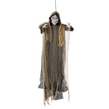 Spooky Animated Hanging Grim Reaper Decoration for Halloween Parties and Haunted House Decor