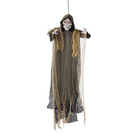 Spooky Animated Hanging Grim Reaper Decoration for Halloween Parties and Haunted House Decor