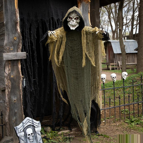 Animated Hanging Grim Reaper Plastic Halloween Decoration 35 1/4 x 6 Ft.