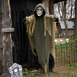 Spooky Animated Hanging Grim Reaper Decoration for Halloween Parties and Haunted House Decor