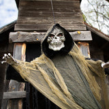 Spooky Animated Hanging Grim Reaper Decoration for Halloween Parties and Haunted House Decor