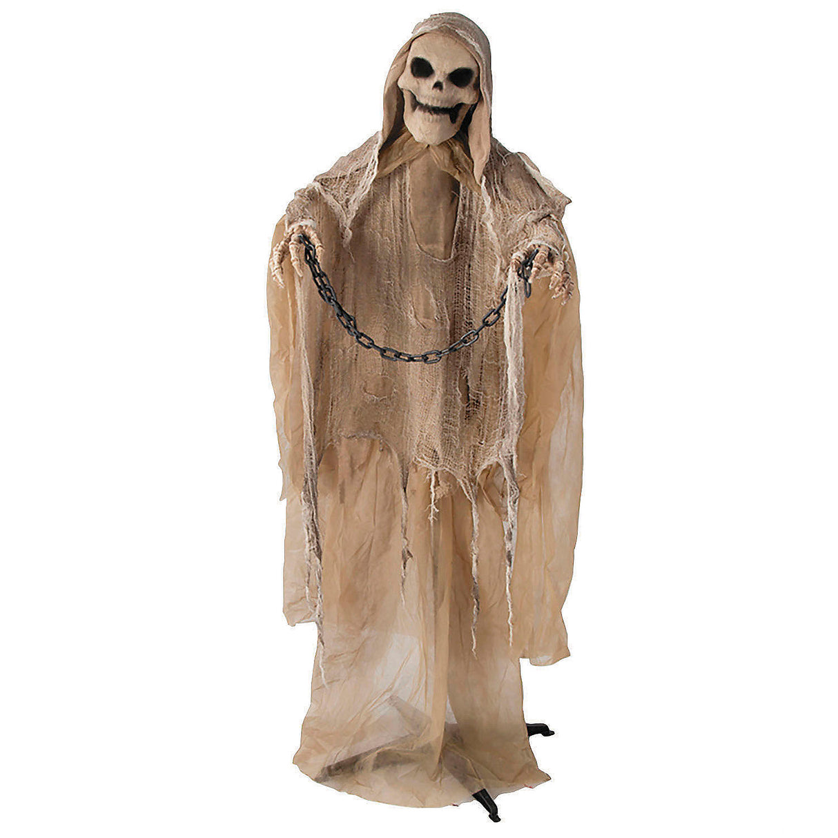 Spooky Animated Standing Reaper Decoration for Haunted House Halloween Parties and Frightening Displays