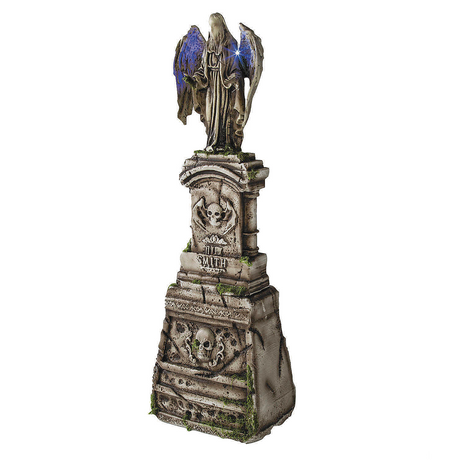 5 Ft. 7" Tombstone with Light-Up Angel & Skulls Halloween Decoration
