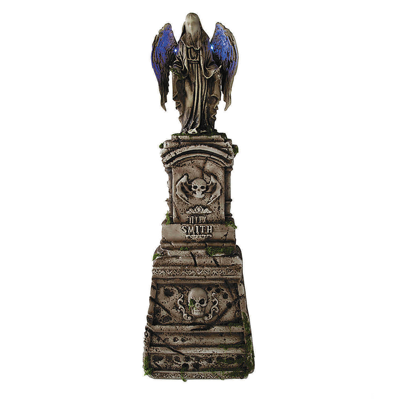 5 Ft. 7" Tombstone with Light-Up Angel & Skulls Halloween Decoration