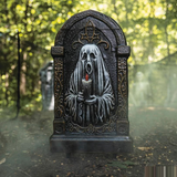 21" Tombstone with Ghost Holding a Candle Halloween Decoration
