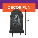 21" Tombstone with Ghost Holding a Candle Halloween Decoration
