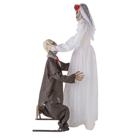 5 Ft. 10 3\/4" Animated Skeleton Wedding Couple Halloween Decoration