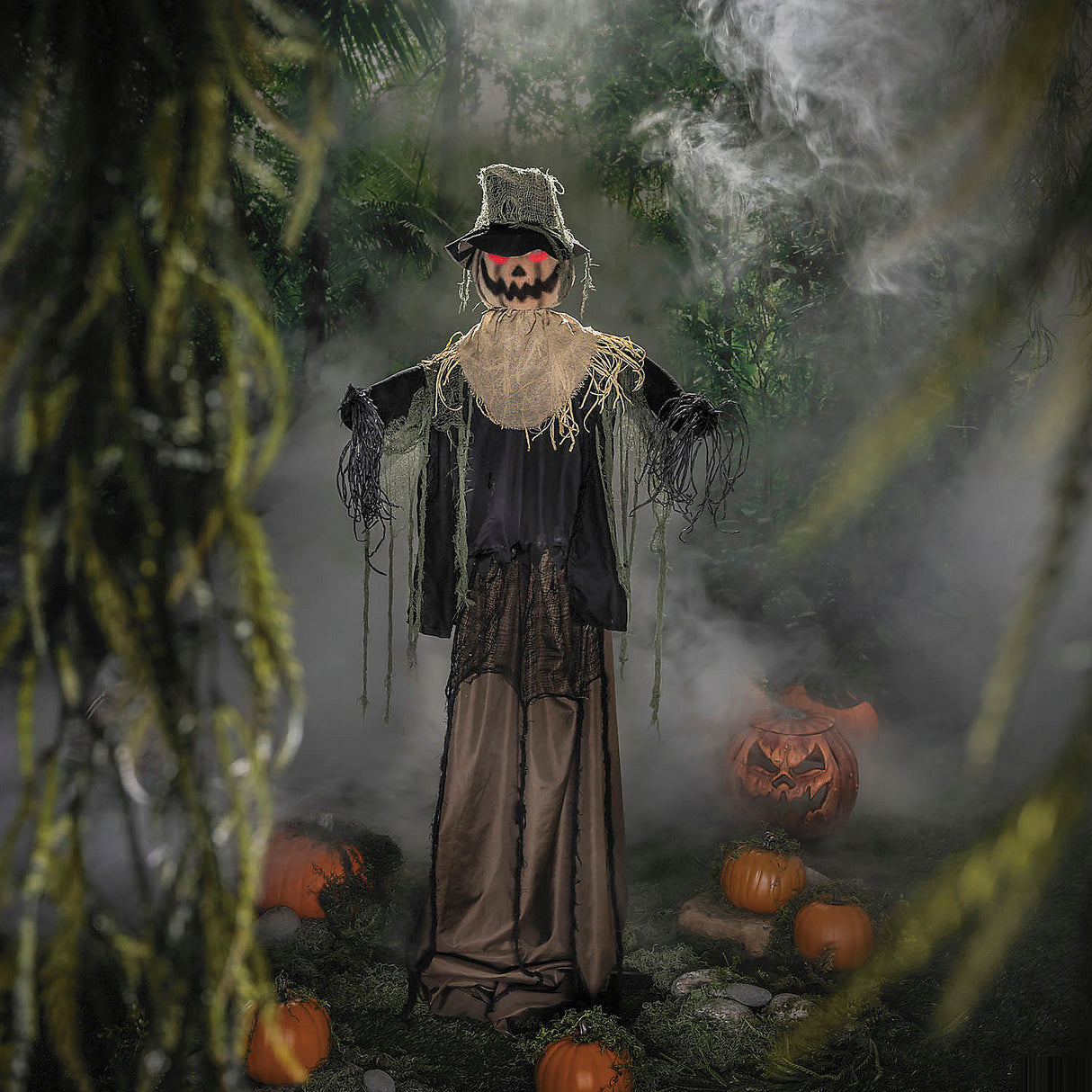 Animated 5 Ft 10 3/4 Inch Scarecrow for Halloween Decorations Yard Displays and Spooky Events