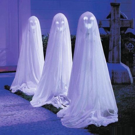 47 1/4" Talking Light-Up White Ghosts - Set of 3