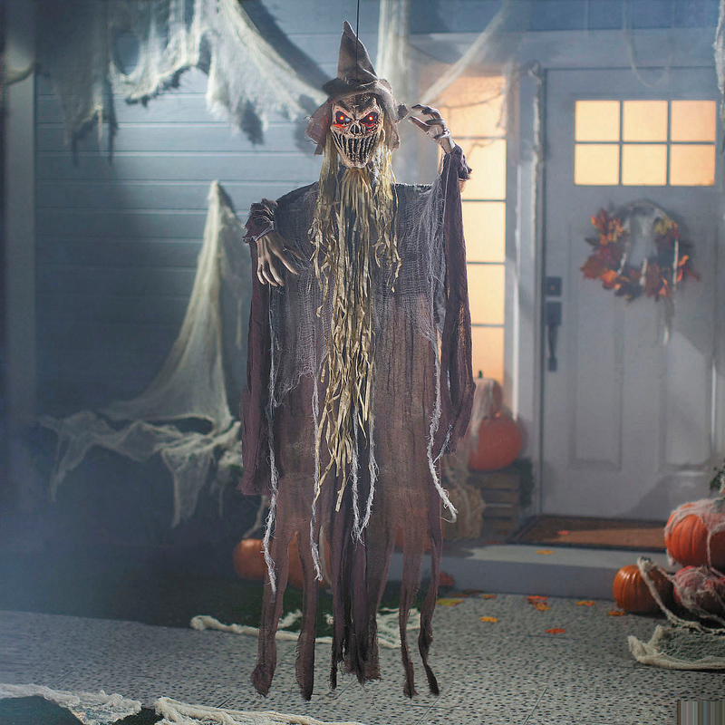5 Ft Light-Up Hanging Brown Reaper with Hat - Halloween Decoration for Haunted product image showing the design and