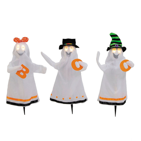 27 1/2" Talking Light-Up Ghosts Halloween Decoration - Set of 3