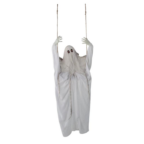 5 Ft. 1/4" Light-Up Life-Size Ghost on a Swing Halloween Decoration