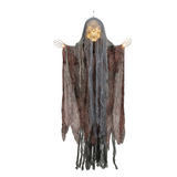4 Ft. Hanging Orange Light-Up Skeleton Face Reaper Halloween Decoration