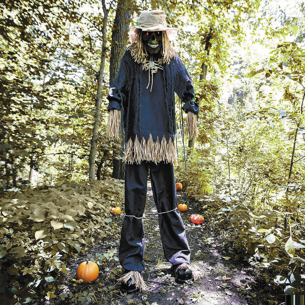 Light-Up 7 Feet 6 Inch Skeleton Scarecrow for Halloween Haunted House Decor and Spooky Parties