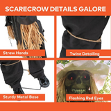 7 Ft. 6" Light-Up Lifting Skeleton Scarecrow Halloween Decoration