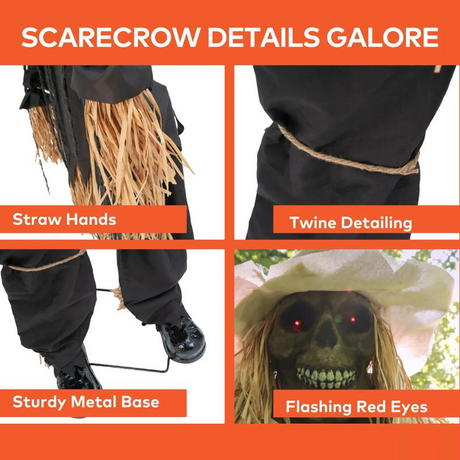 7 Ft. 6" Light-Up Lifting Skeleton Scarecrow Halloween Decoration