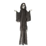 8 Ft. 2" Hanging Skeleton Reaper with Black Cloak Halloween Decoration