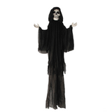 8 Ft. 2" Hanging Skeleton Reaper with Black Cloak Halloween Decoration