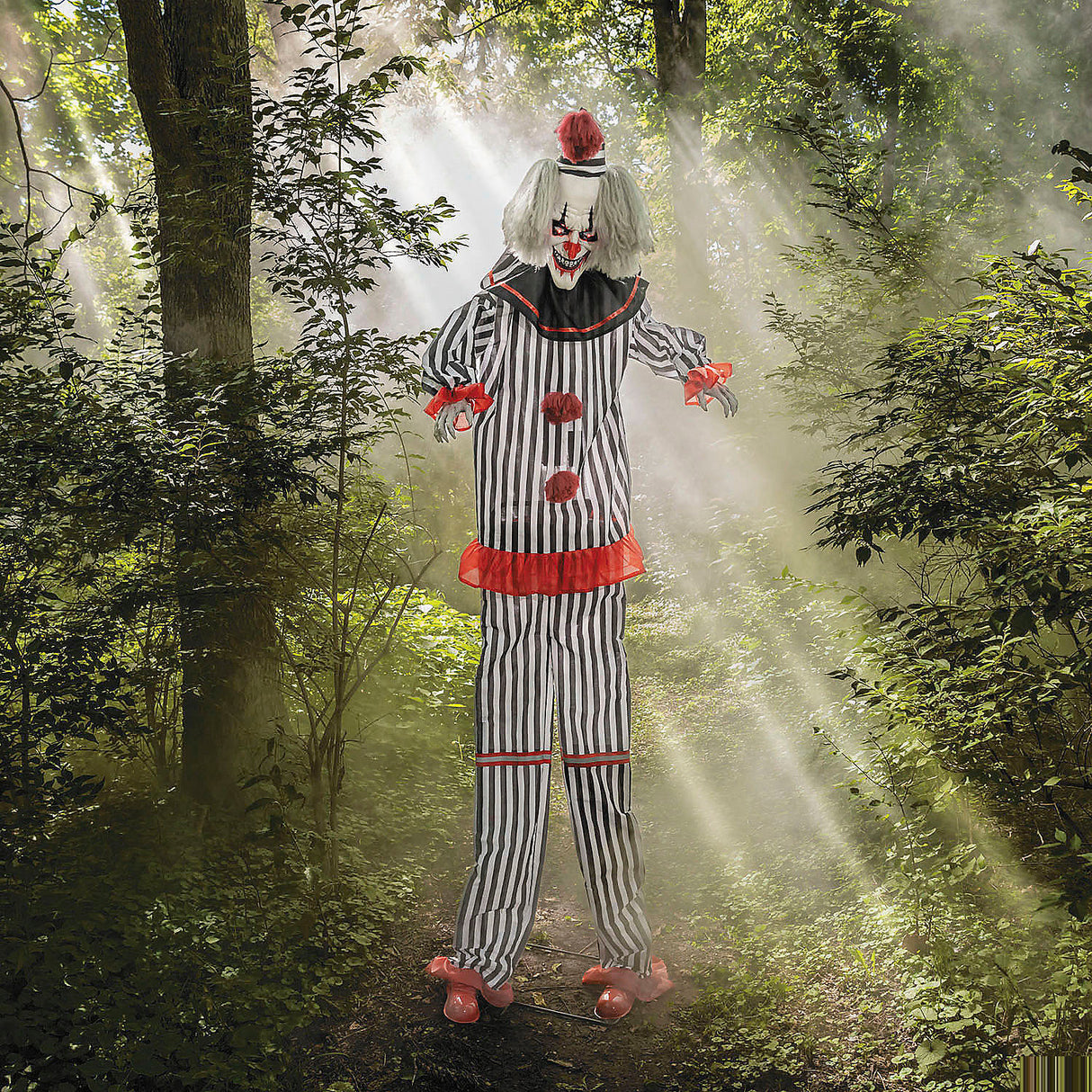 8 Ft Light-Up Lifting Clown Decoration for Halloween Parties Haunted House Events