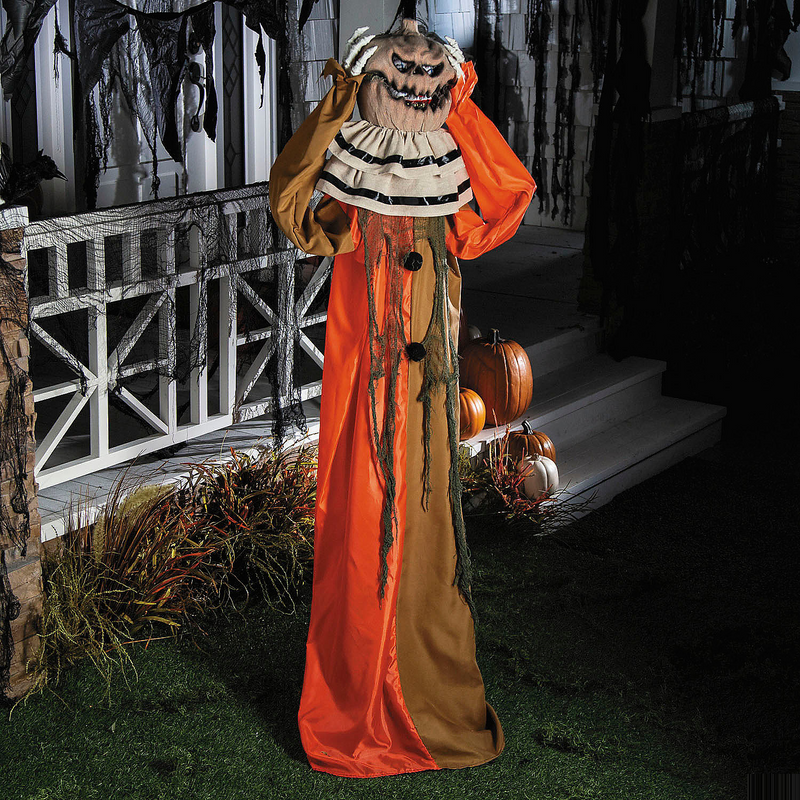 5 Ft 10 Inch Animated Pumpkin Man Decoration for Spooky Halloween Parties and Haunted Houses