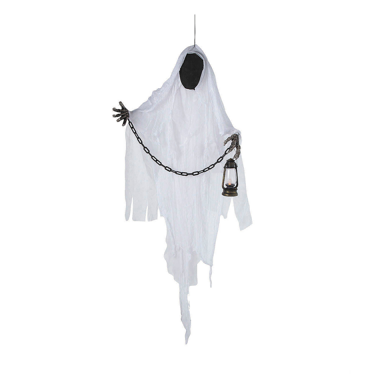 5 Ft. Hanging Faceless Ghost with Lantern & Chain Halloween Decoration