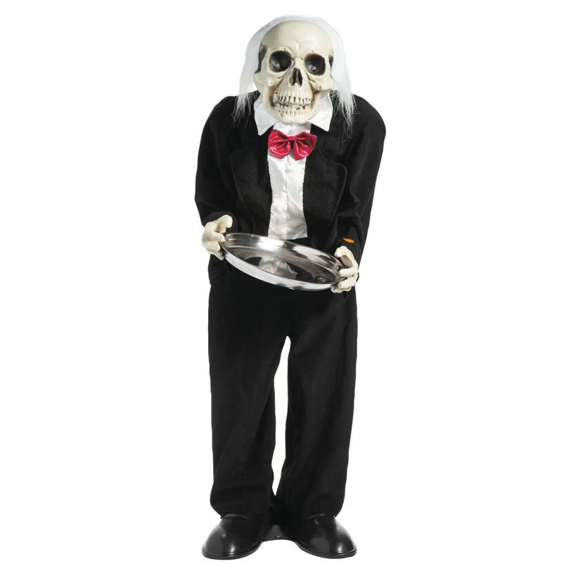 3 Ft. Standing Black & White Skeleton Butler Halloween Decoration