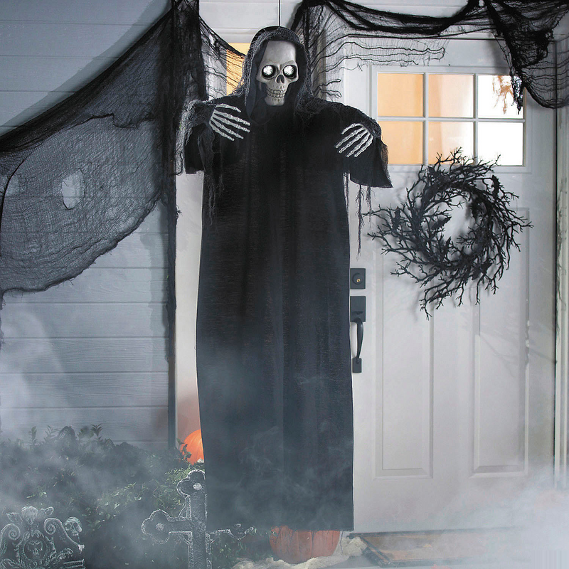 Animated Eyes Skeleton Reaper Decoration for Halloween Events Haunted Houses and Spooky Displays