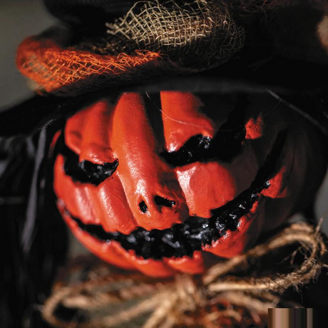 27 1/2" Hanging Orange Pumpkinhead Scarecrow with Hat Halloween Decoration