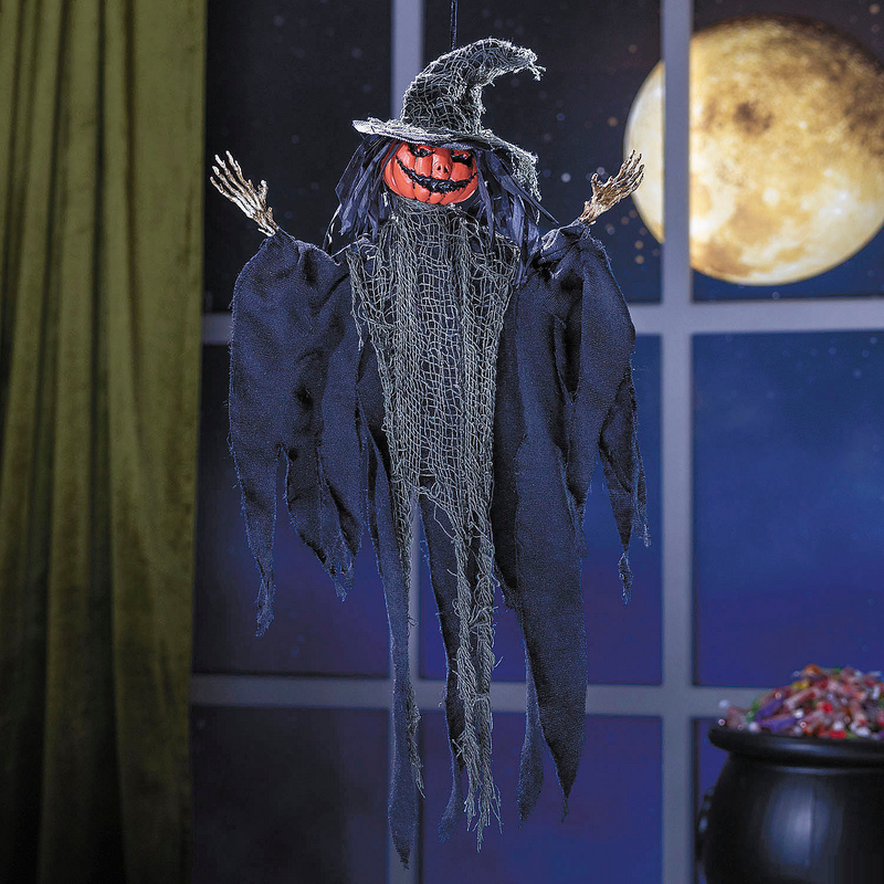 Decorative 2 Ft Hanging Pumpkinhead Man for Halloween Party and Haunted House Displays