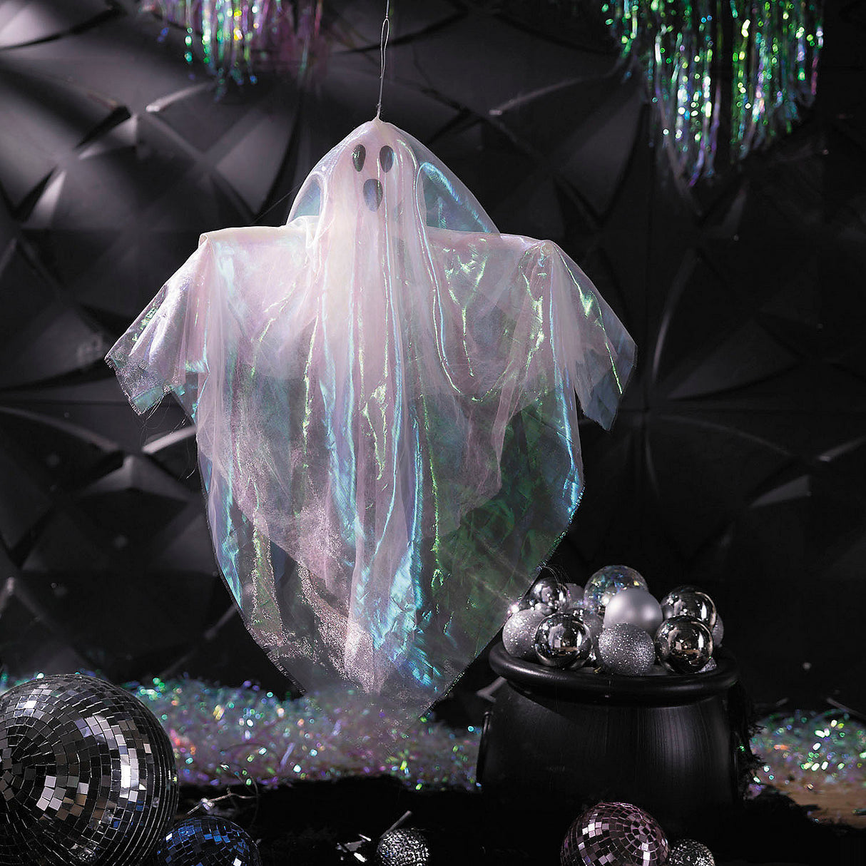 Spooky 23 1/2 inch Hanging White Ghost Halloween Decoration for Haunting Party Atmosphere and Seasonal Display