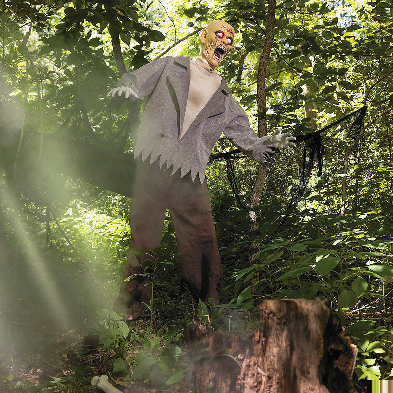 Spooky 6 Ft Animated Standing Zombie Halloween Decoration for Haunted Houses Parties and Outdoor Displays