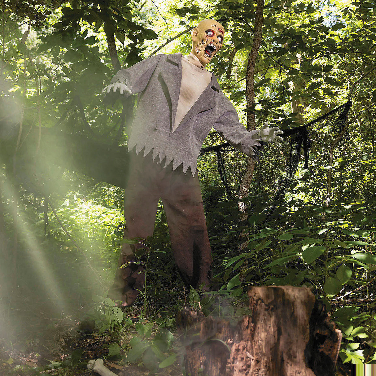 Spooky 6 Ft Animated Standing Zombie Halloween Decoration for Haunted Houses Parties and Outdoor Displays