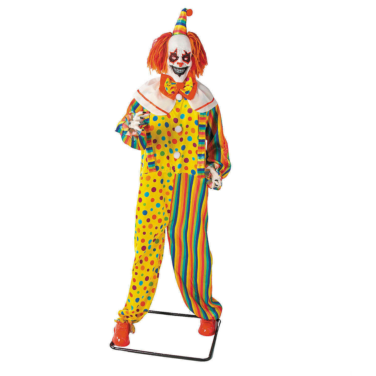 6 Ft. 2 3/4" Animated Standing Light-Up Multicolor Clown Halloween Decoration