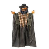 6 Ft. Animated Hanging Checkered Shirt Pumpkin Man Halloween Decoration