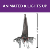 39 1/4" Animated Hanging Light-Up Upside-Down Gray Bat Halloween Decoration