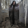 6 Ft. Talking Hanging Witch in Black Cloak with Light-Up Eyes Halloween Decoration