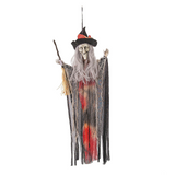 27 1/2" Hanging Witch with Hat & Broom Halloween Decoration
