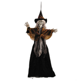 27 1/2" Hanging Smiling Witch with Gray Hair Halloween Decoration