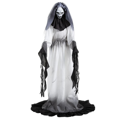 Animated Light-Up Standing Creepy Bride with Sound Halloween Decoration 5 Ft. 4\