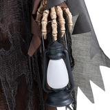 5 Ft. 6" Animated Light-Up Standing Talking Skeleton Reaper with Lantern Halloween Decoration