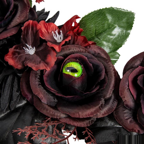 21" Dark Floral Wreath with Eyes Halloween Decoration