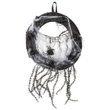 14 3/4" x 23 1/2" Black Wreath with Black Spiders & Spider Webs Halloween Decoration