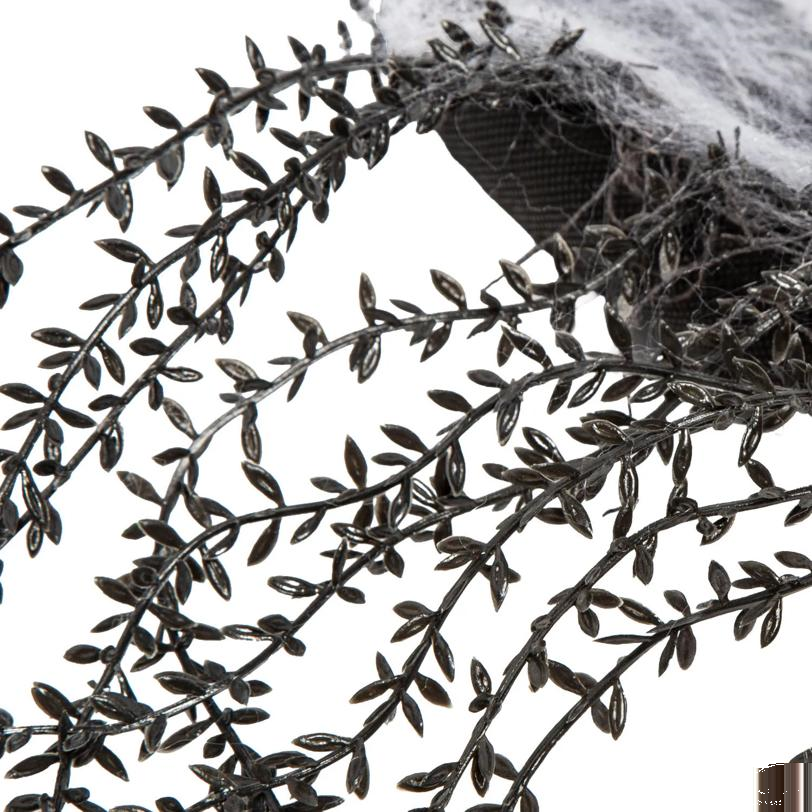 14 3/4" x 23 1/2" Black Wreath with Black Spiders & Spider Webs Halloween Decoration