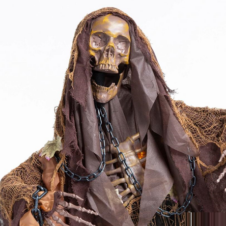 Light-Up Standing Skeleton Reaper with Chains & Sound Halloween Decoration 5 Ft. 2\