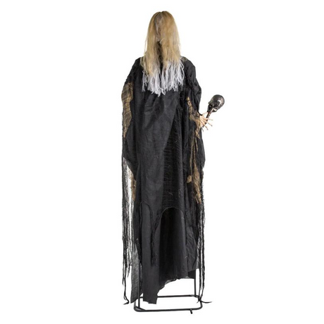 6 Ft. 10" Light-up Standing Talking Creepy Witch with Skull Staff Halloween Decorations