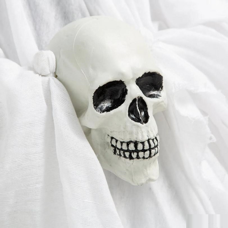 5 Ft. 10" Animated Light-Up Raising Ghost with Sound & Standing Skeleton Reaper Halloween Decoration