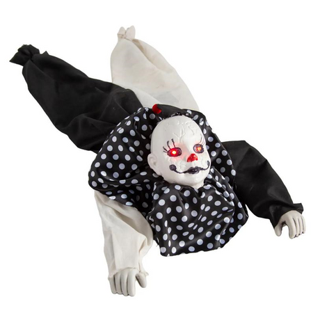 35" Animated Light-Up Crawling Black & White Clown with Sound Halloween Decoration