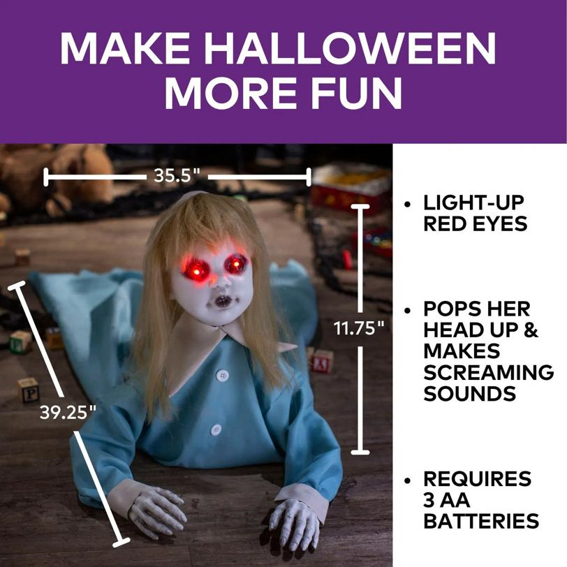 3 Ft. 3" Animated Light-Up Pop-Up Girl with Sound Halloween Decoration